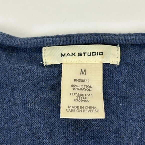 Max Studio Blouse Shirt Women Medium Blue Ruffled - Picture 2 of 10